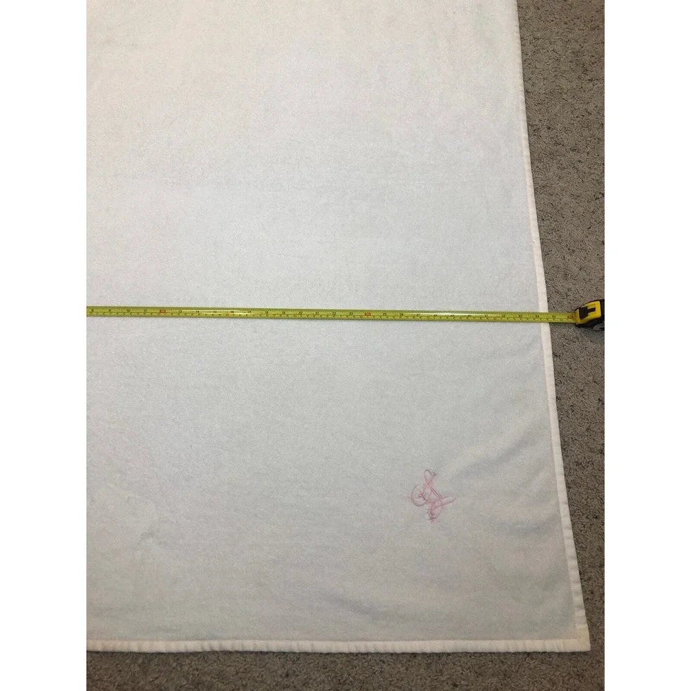 Pottery‎ Barn Baby Blanket Cream Satin Trim Pink Embroidered L Monogram Nursery